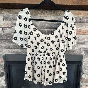 ARULA Black Floral Blouse